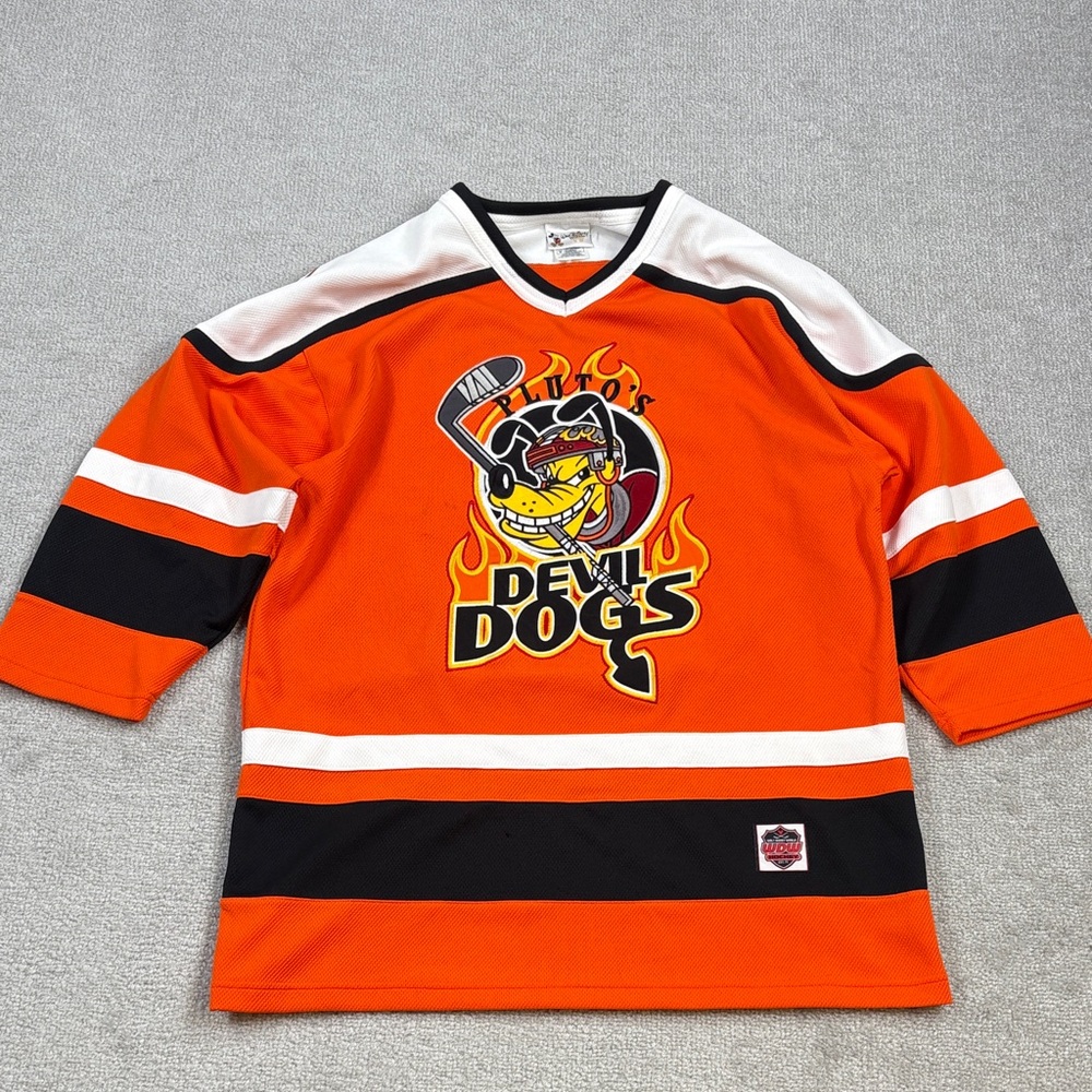 Vintage Walt Disney World Plutos Devil Dogs Hockey Jersey Size Medium Stitched